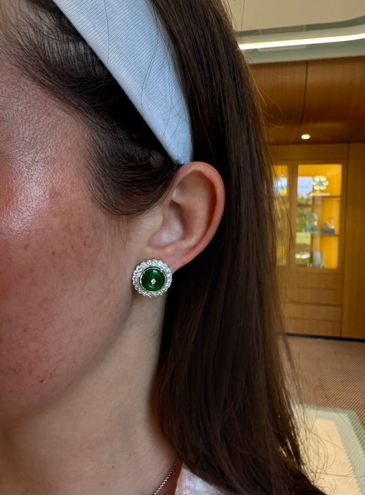 Estate Jade and Diamond Earrings