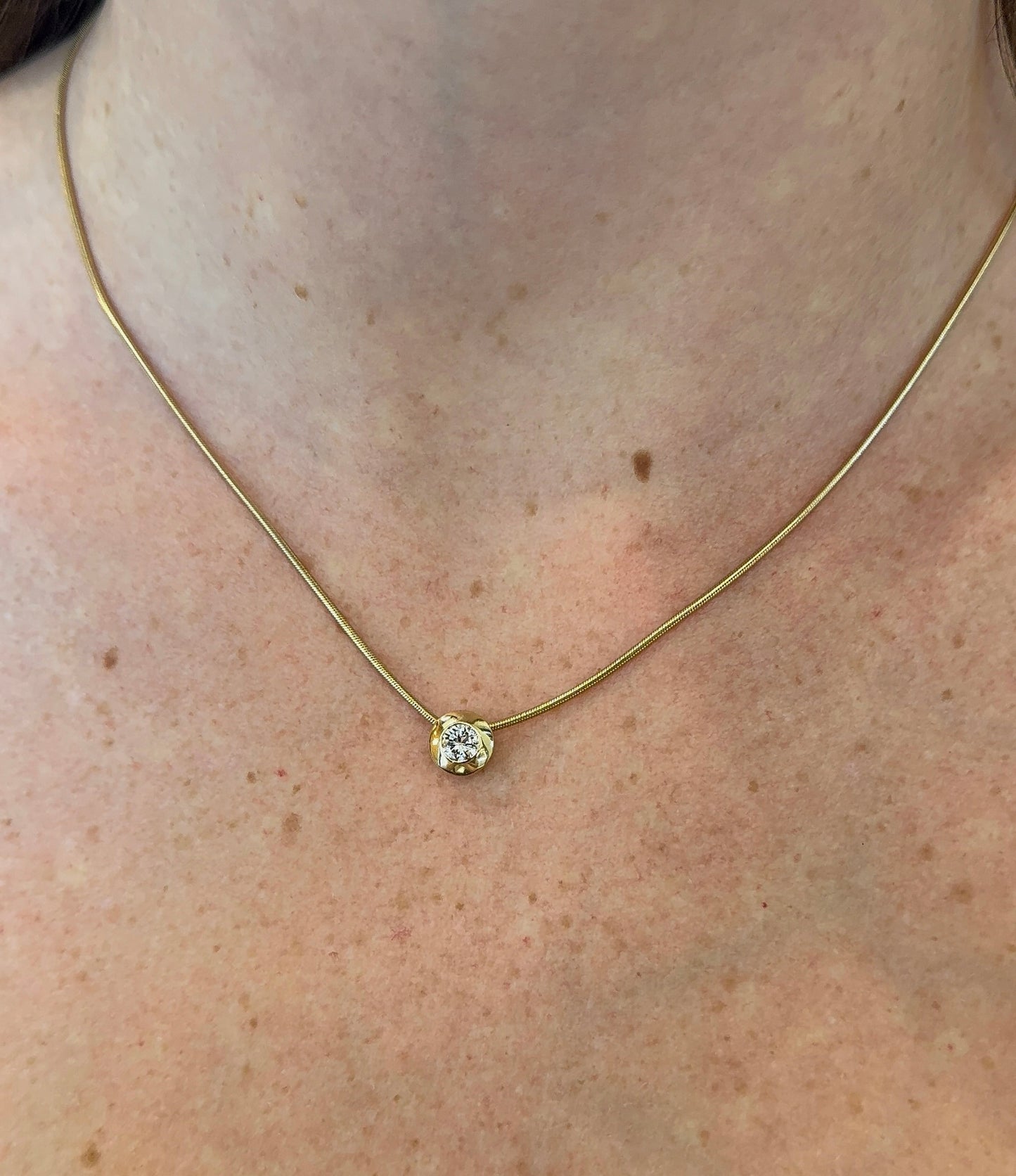 Estate Thick Bezel Diamond Solitaire Pendant