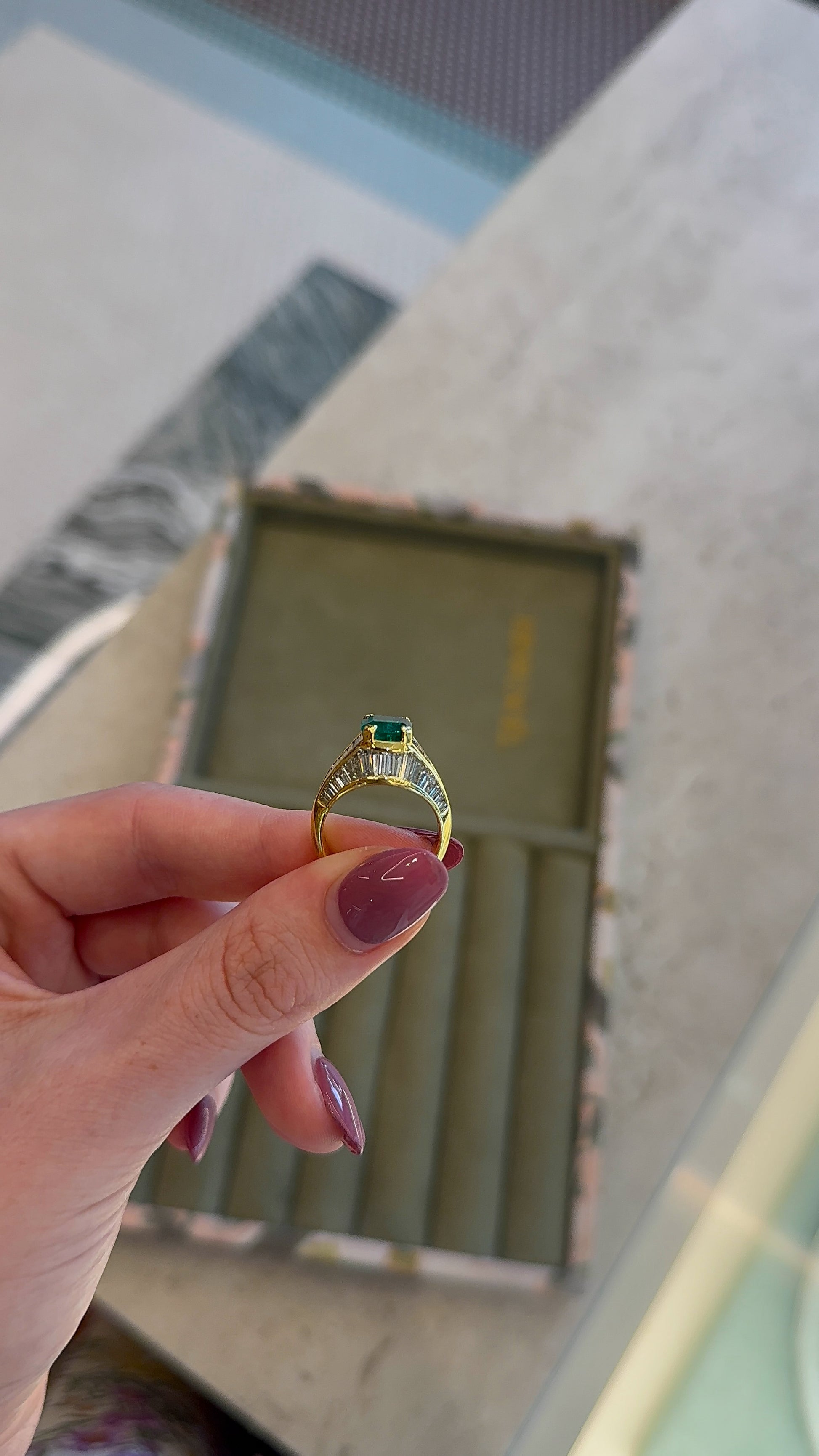 Estate Emerald and Baguette Cut Diamond Ring – Henri Noël