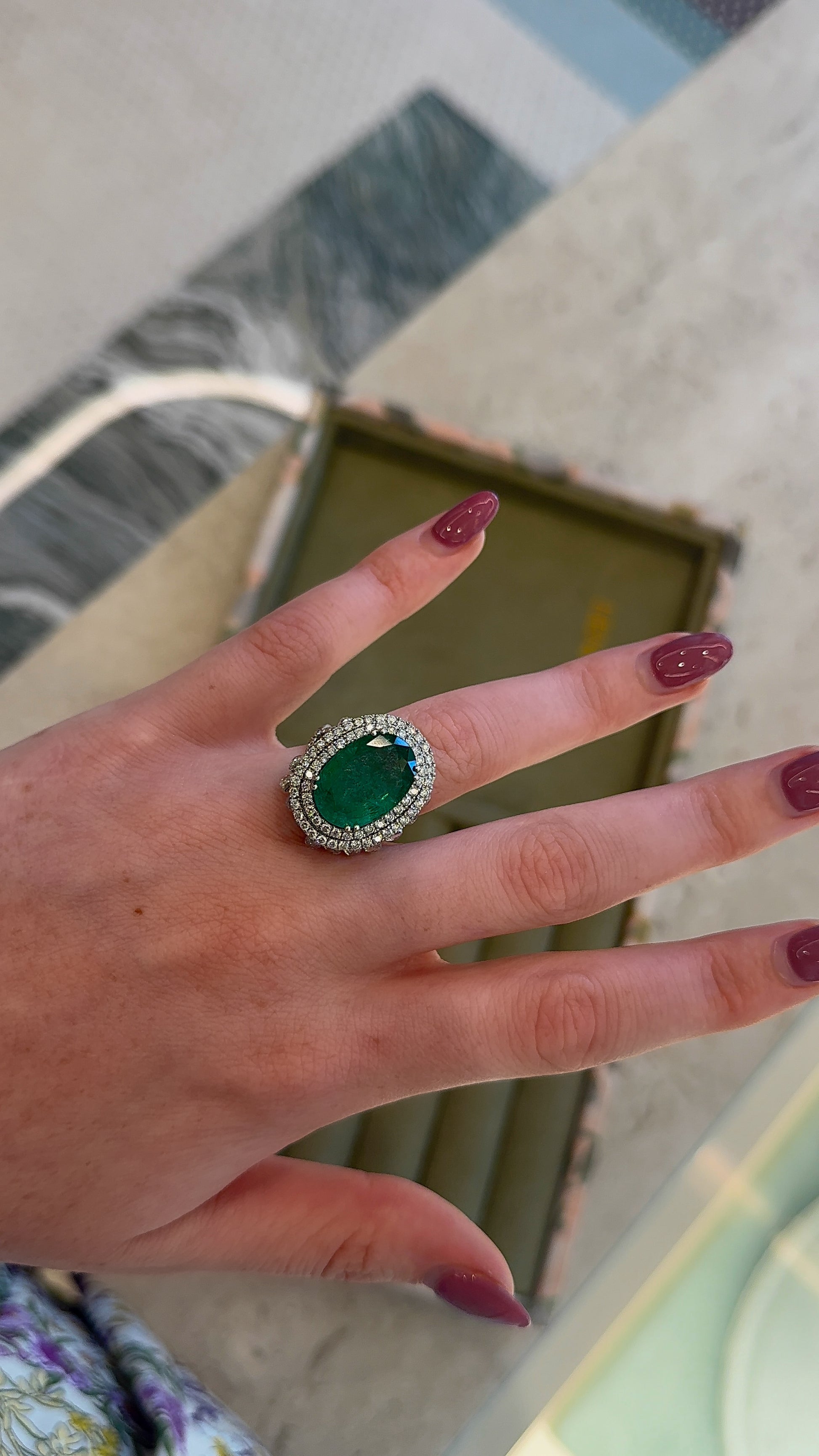 Estate Emerald and Diamond Chandelier Ring – Henri Noël