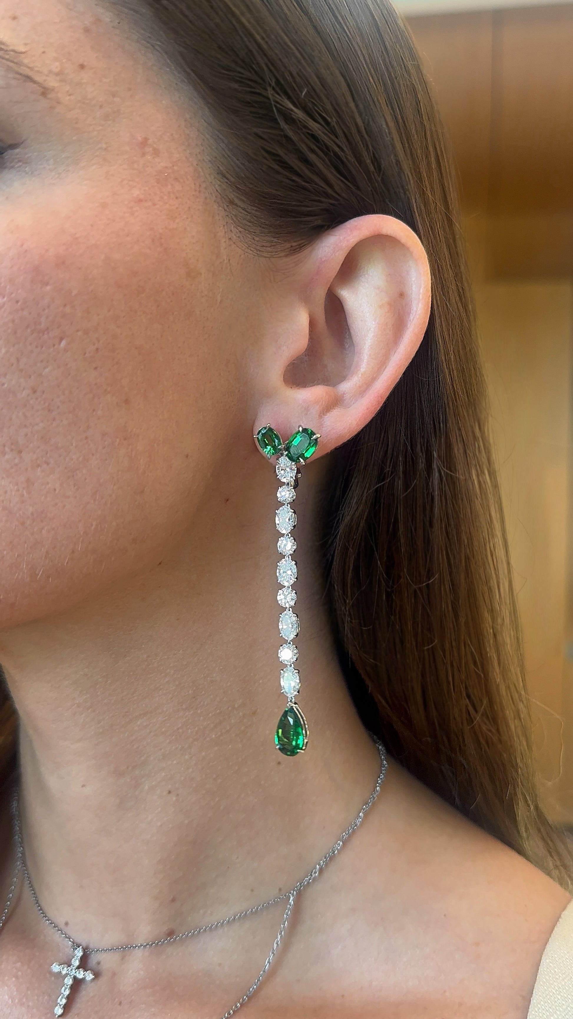 Fancy Shape Tsavorite and Diamond Drop Earrings – Henri Noël