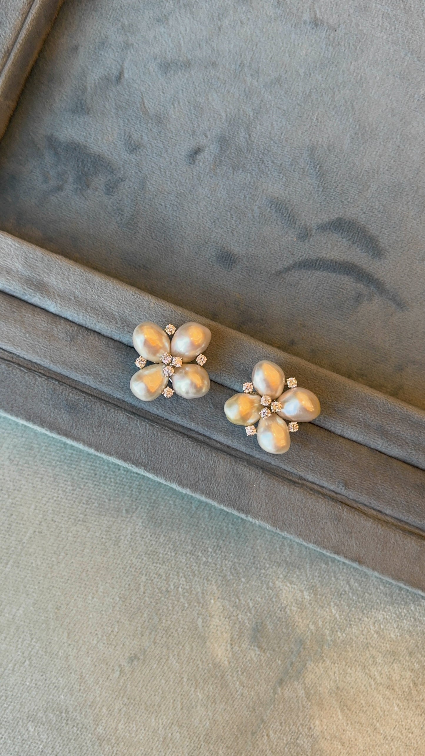 Flower Diamond and Pearl Earrings – Henri Noël