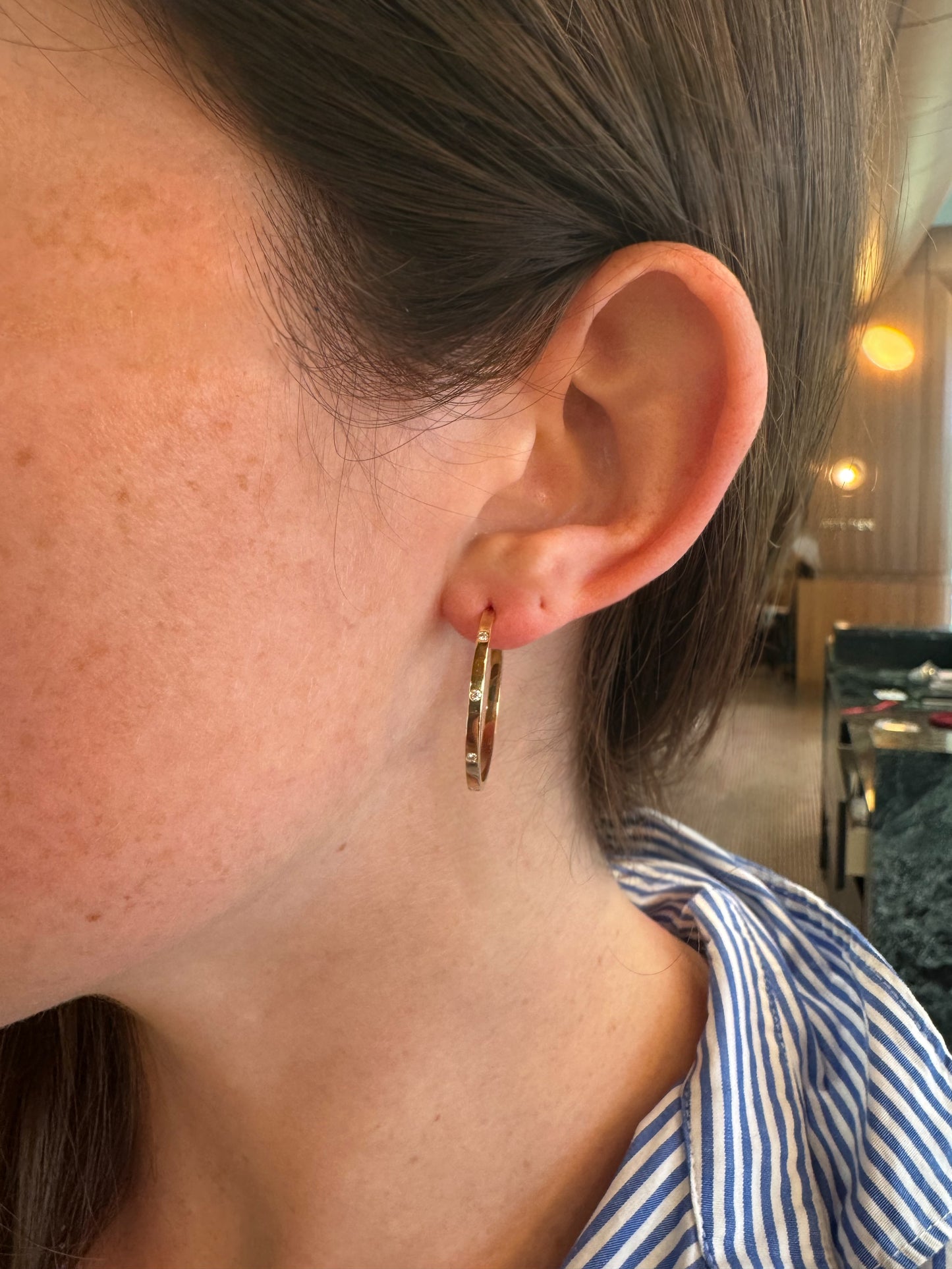 Flush Set Diamond Hoops – Henri Noël