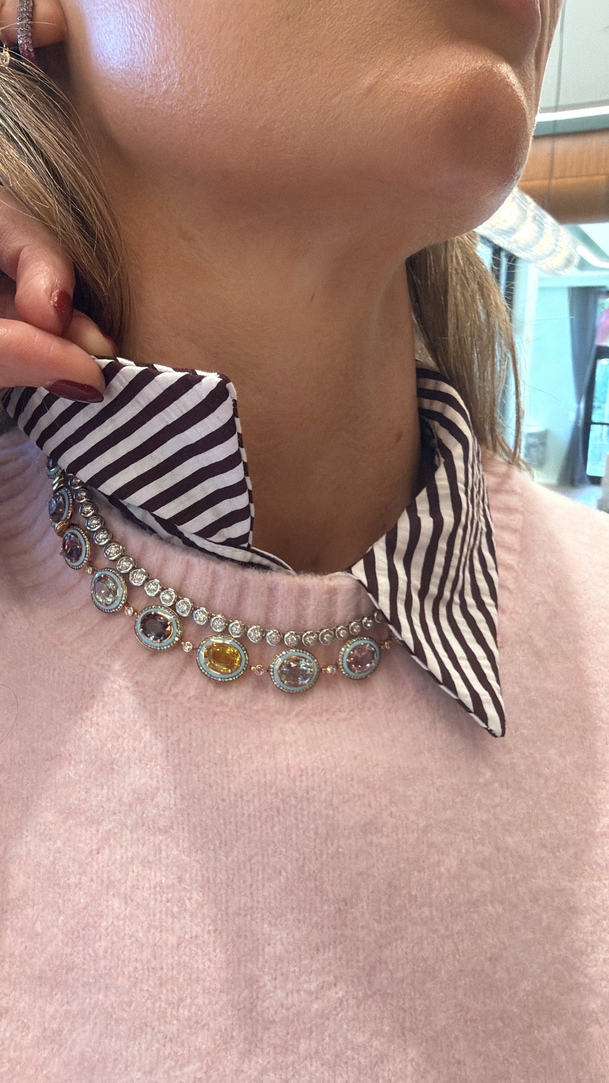 Graduated Bezel Diamond Tennis Necklace – Henri Noël