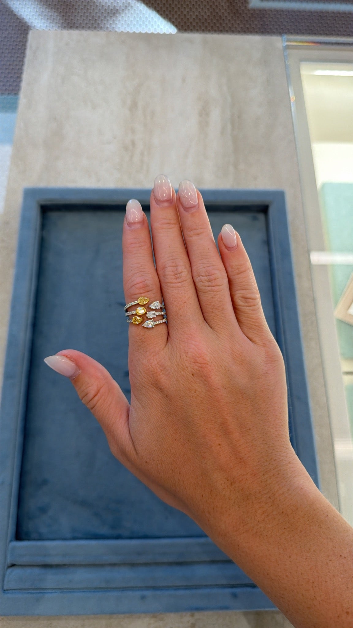 Yellow & White Diamond Cuff Ring