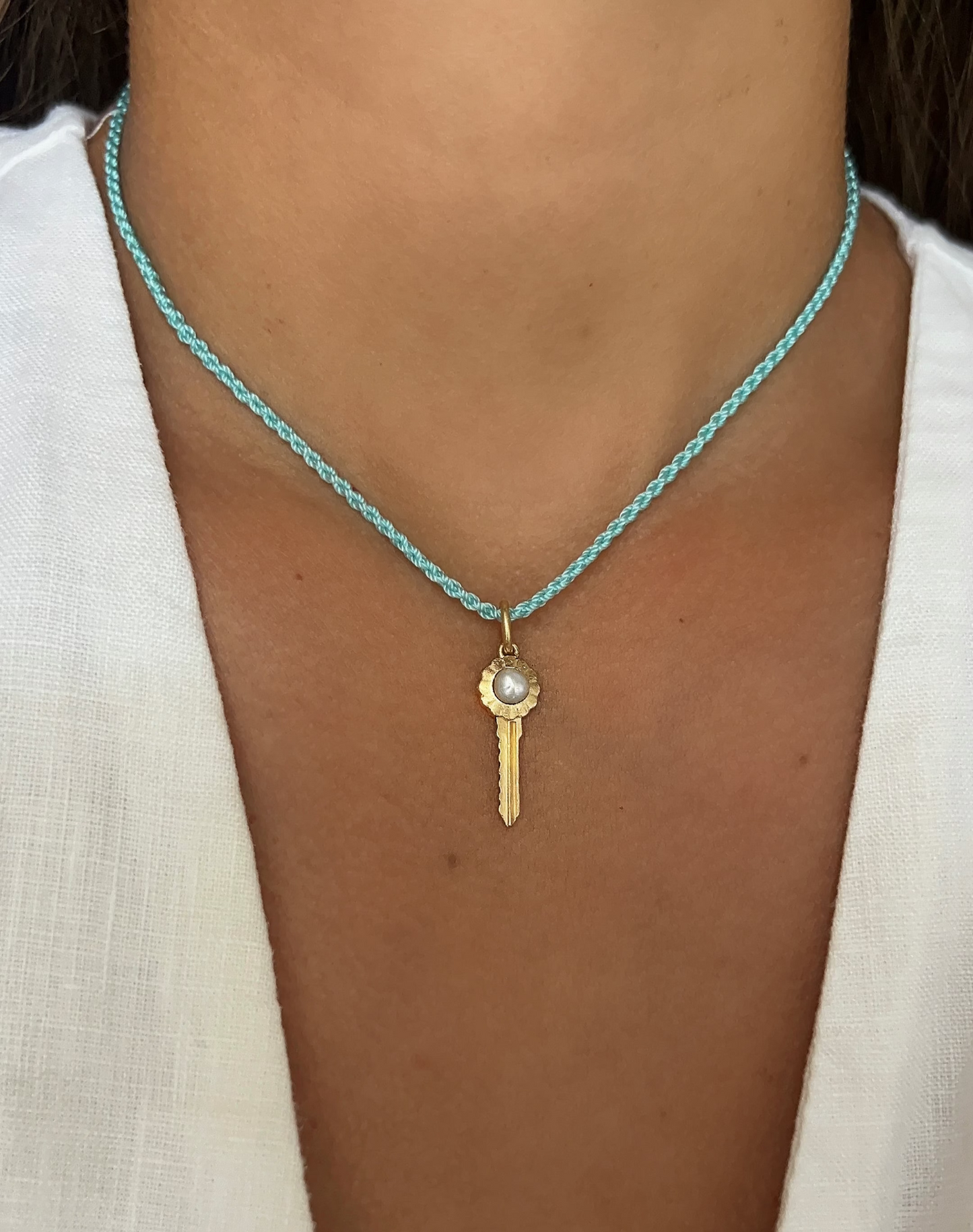 Pearl Scalloped Key Pendant