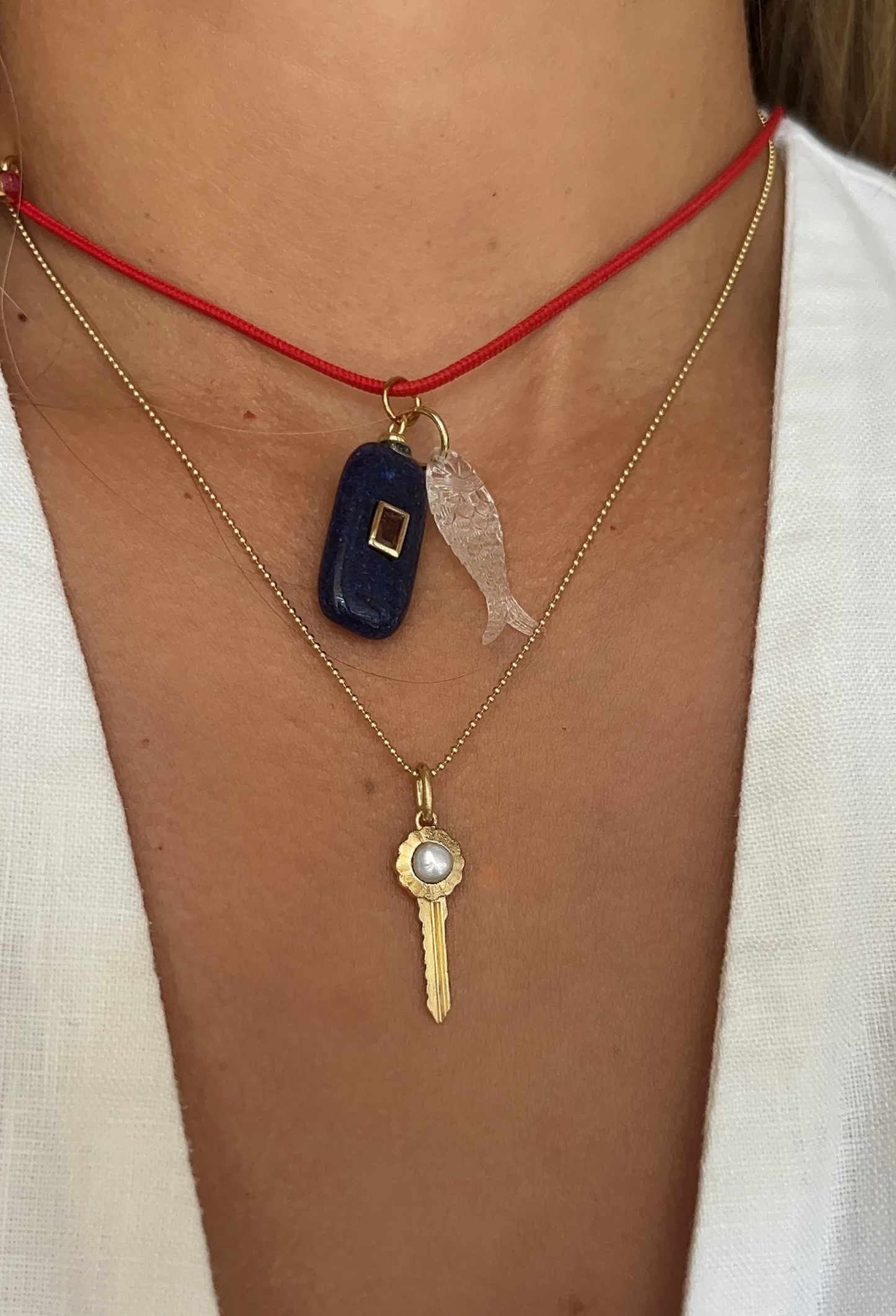 Pearl Scalloped Key Pendant