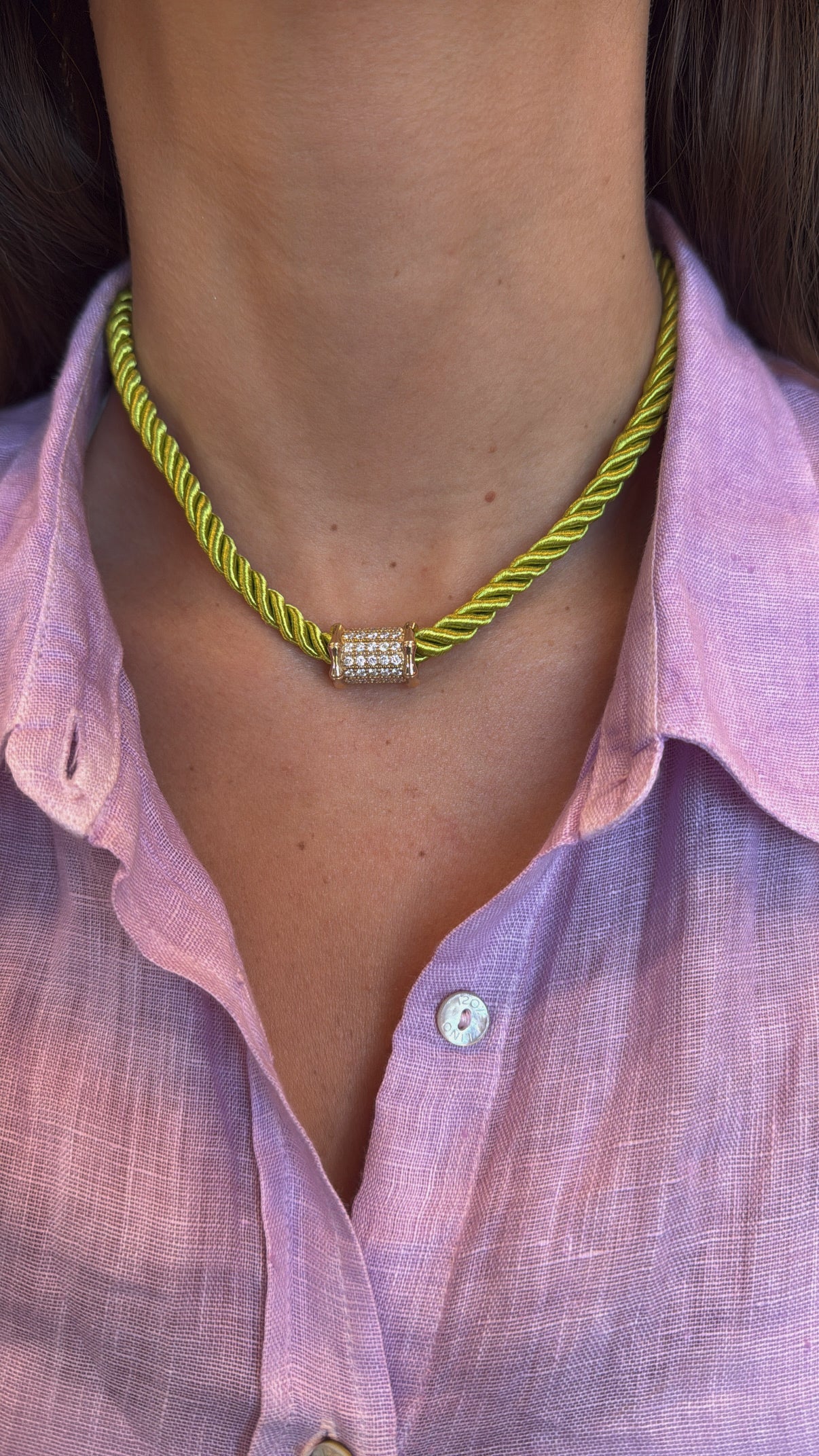 Large Bamboo Diamond Barrel Necklace – Henri Noël