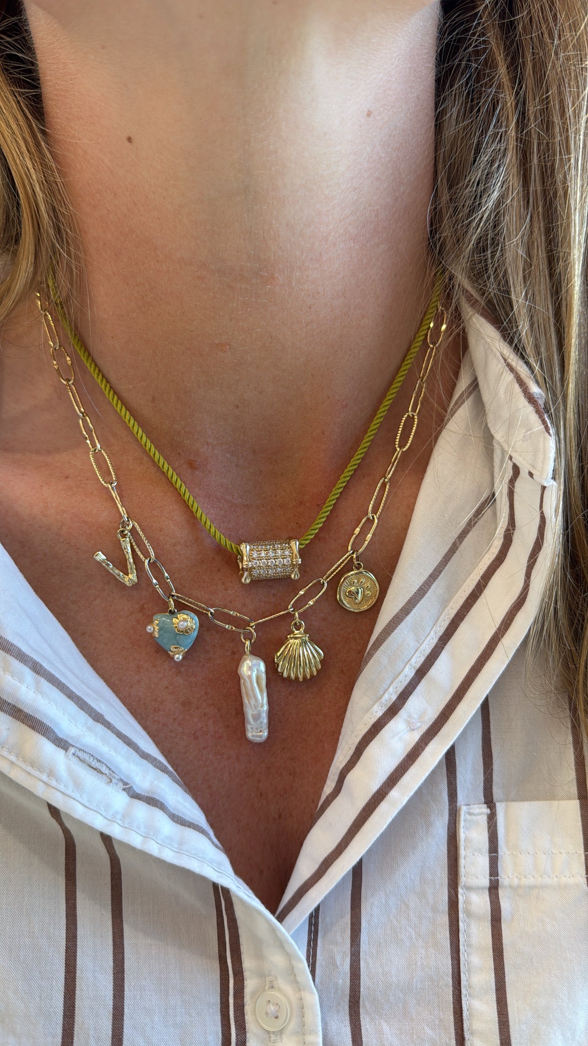 Large Bamboo Diamond Barrel Necklace – Henri Noël