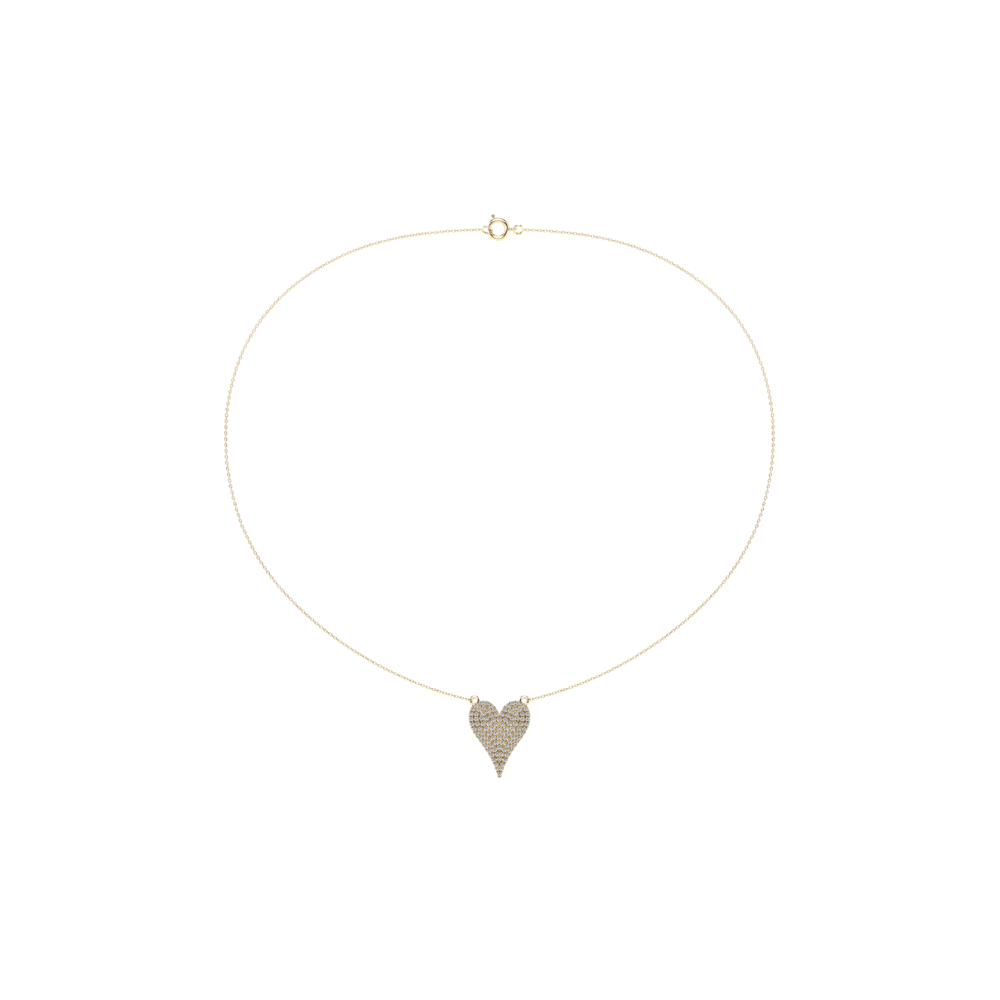 Large Pave Diamond Heart Necklace – Henri Noël