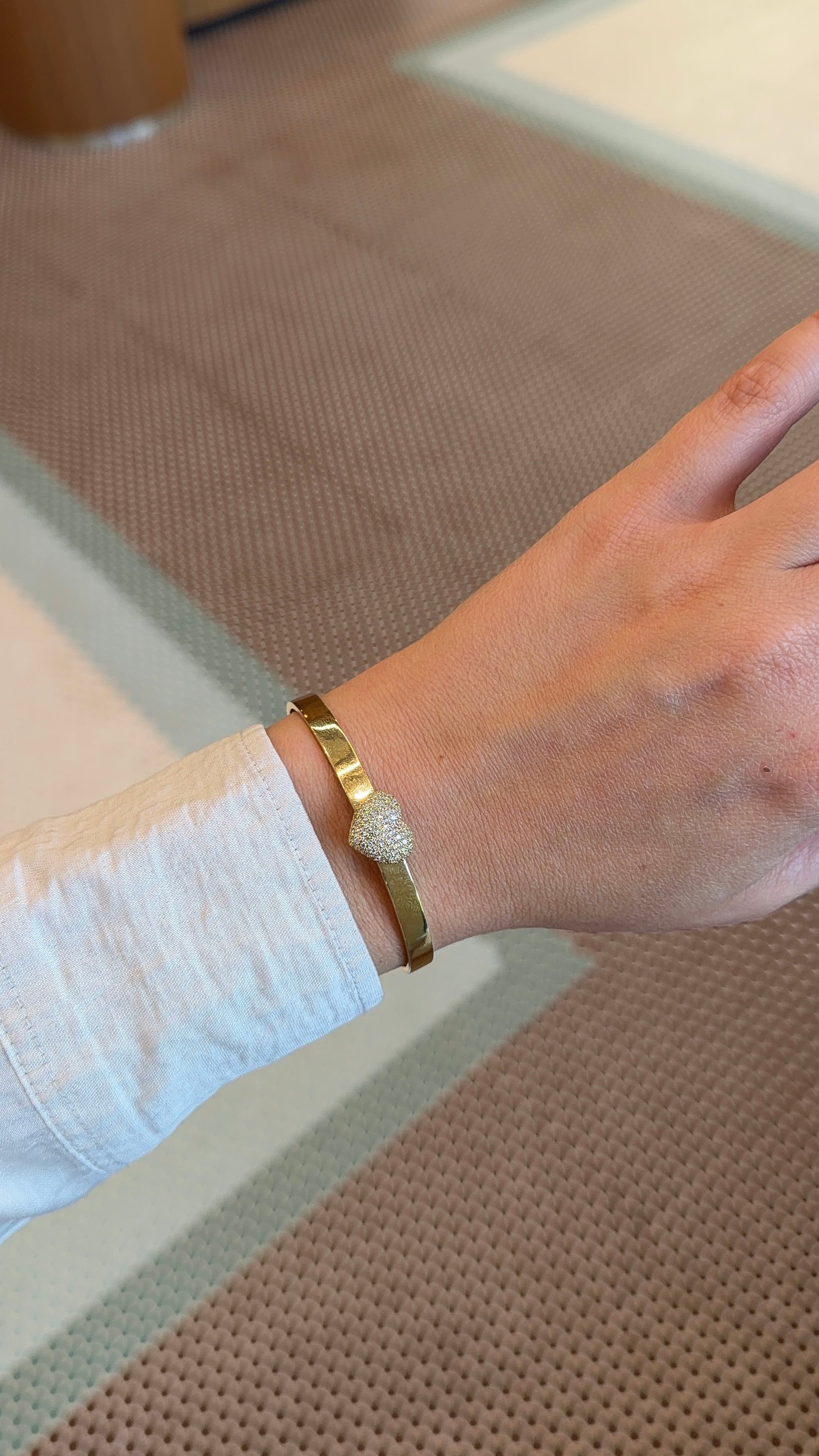 Lionheart- Sweetheart Puffed Diamond Heart Cuff Bangle – Henri Noël