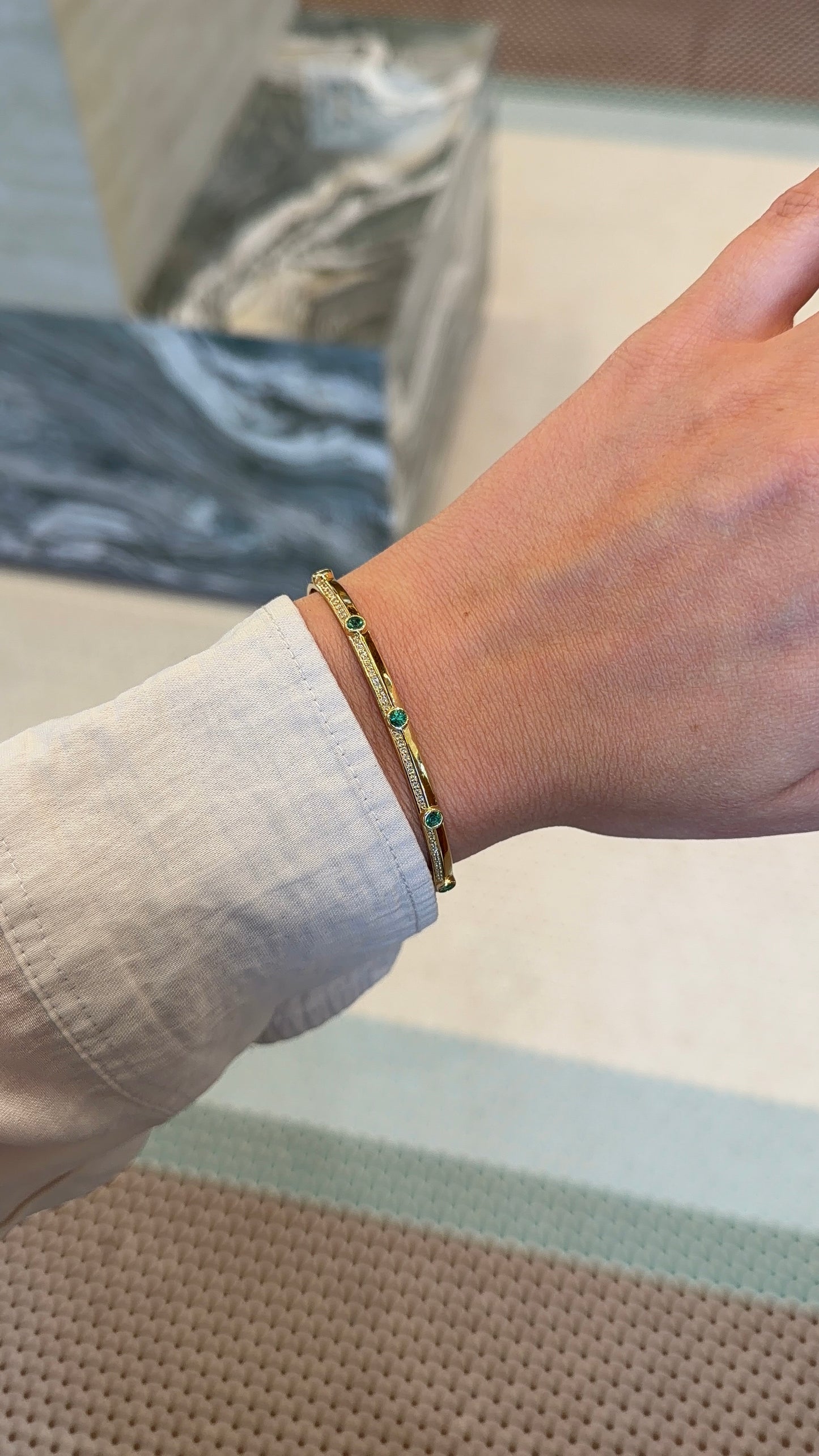 Lionheart- Aurelia Diamond and Emerald Cuff Bangle – Henri Noël