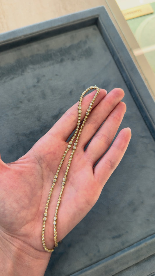 Scattered Bezel Diamond Tennis Necklace