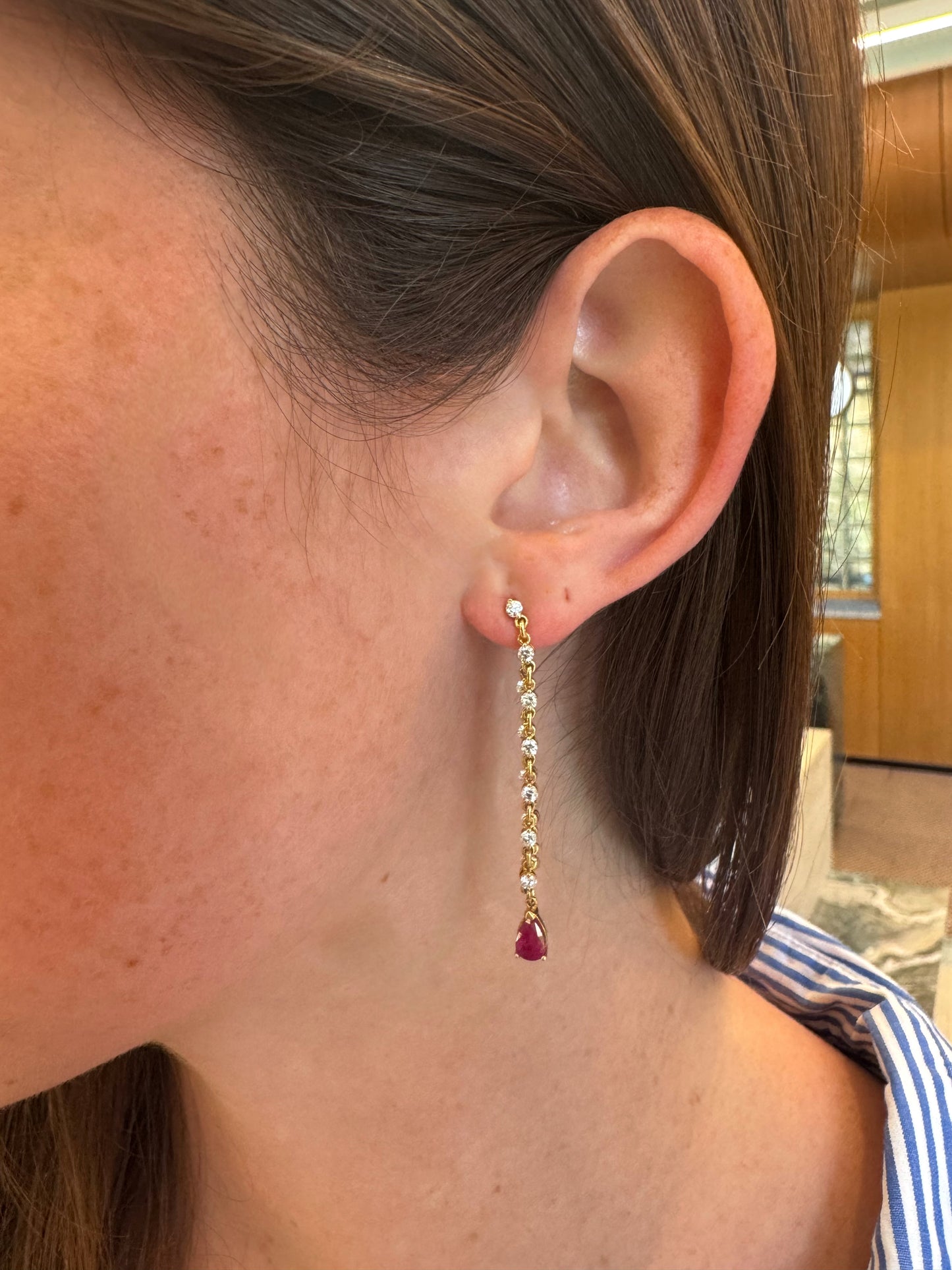 Ruby and Diamond Chain Earrings – Henri Noël