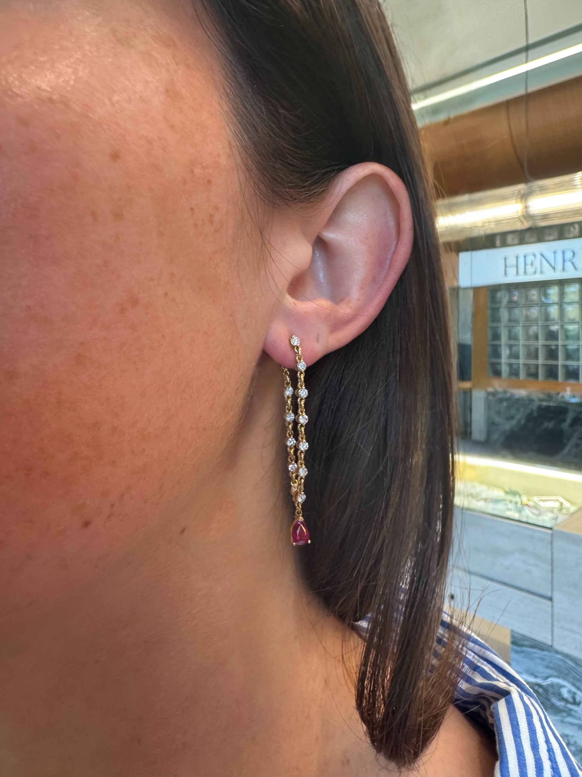 Ruby and Diamond Chain Earrings – Henri Noël