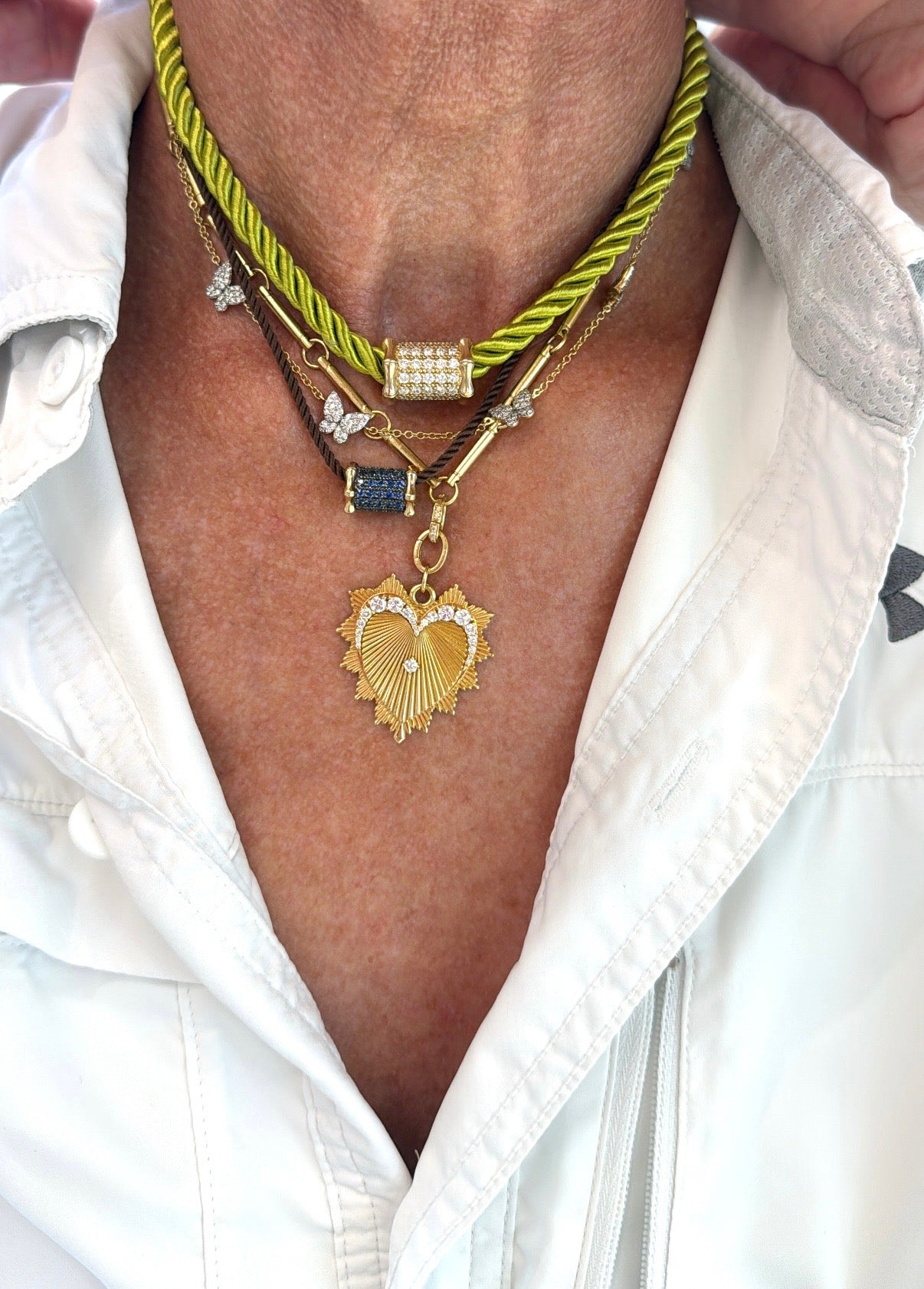 Mini Bamboo Blue Sapphire Barrel Necklace – Henri Noël