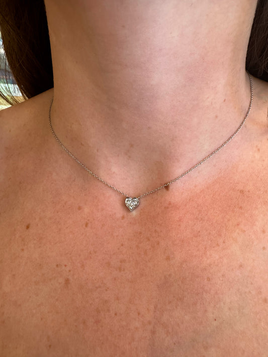 Vintage Tiffany Three Diamond Heart Necklace