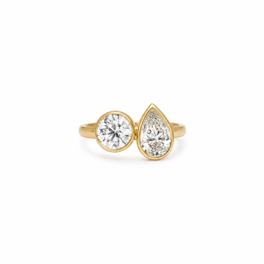 Pear and Round Bezel Diamond Toi Et Moi