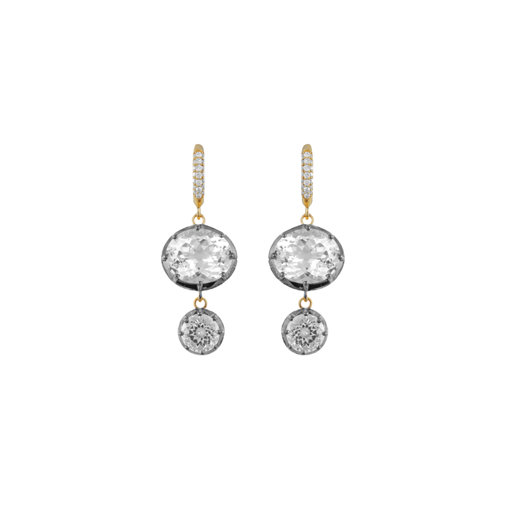 White Topaz Black Rhodium Drop Earrings – Henri Noël