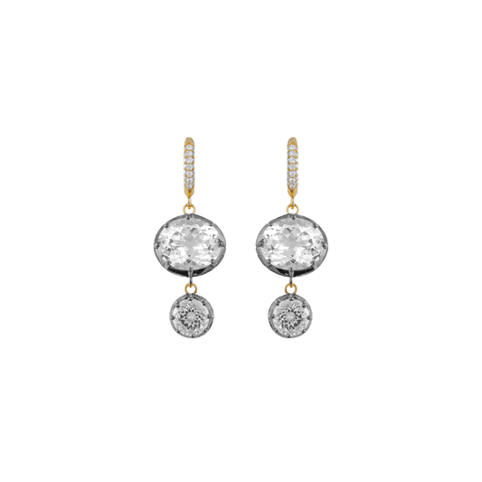 White Topaz Black Rhodium Drop Earrings – Henri Noël