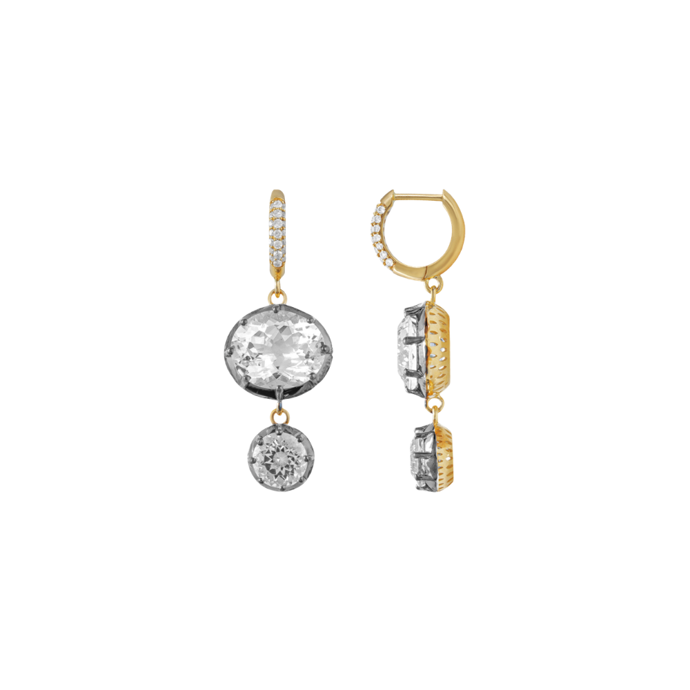 White Topaz Black Rhodium Drop Earrings – Henri Noël