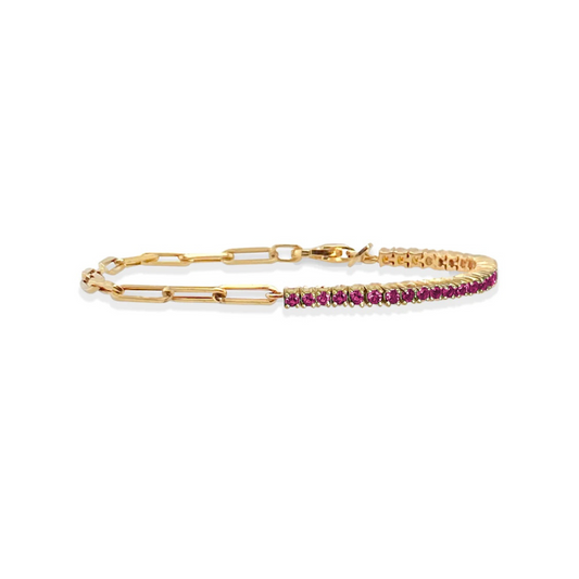 Pink Sapphire Paperclip Link Bracelet