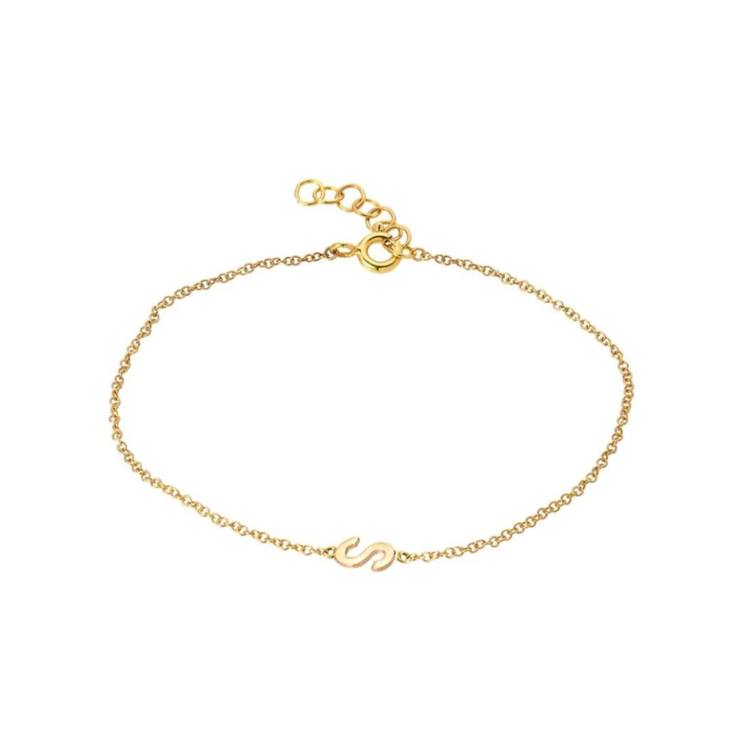 Solid gold store initial bracelet