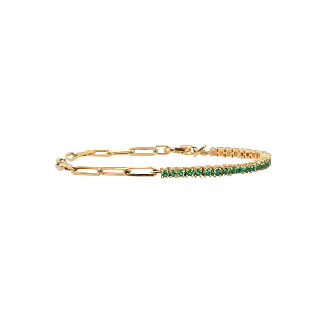 Emerald Paperclip Link Bracelet