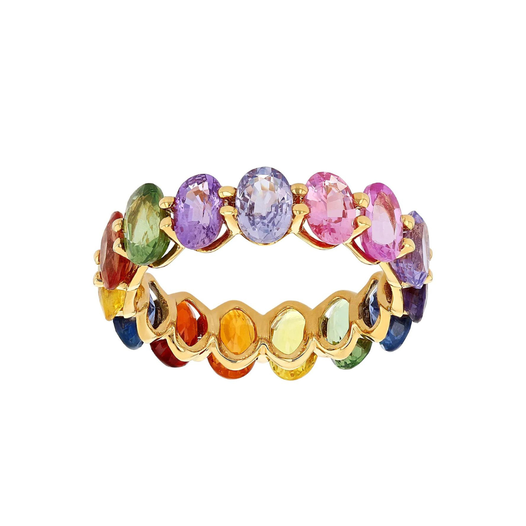 Rainbow Oval Sapphire Eternity Ring