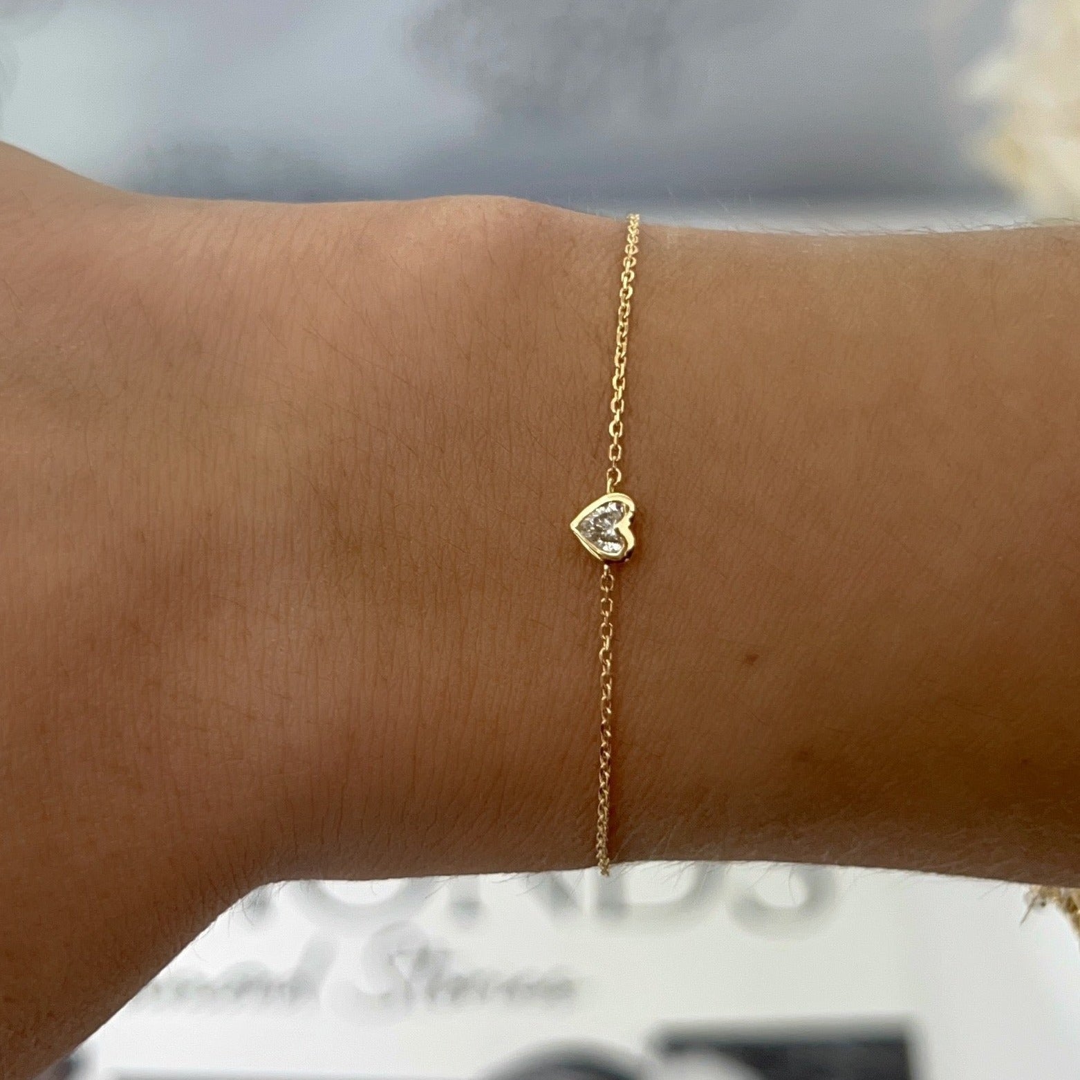 Adjustable Bezel Diamond Heart Bracelet – Henri Noël