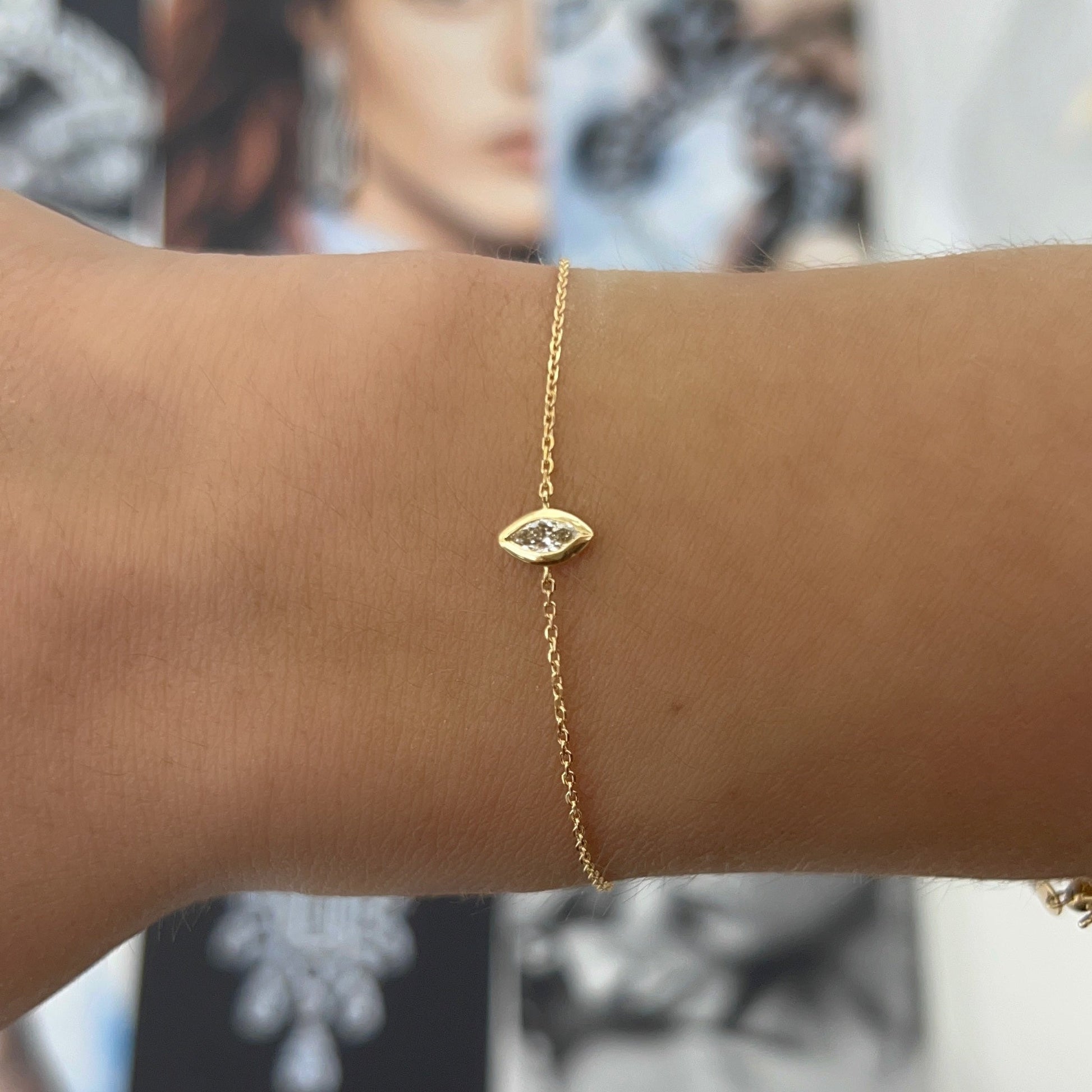 Adjustable Bezel Diamond Marquise Bracelet – Henri Noël