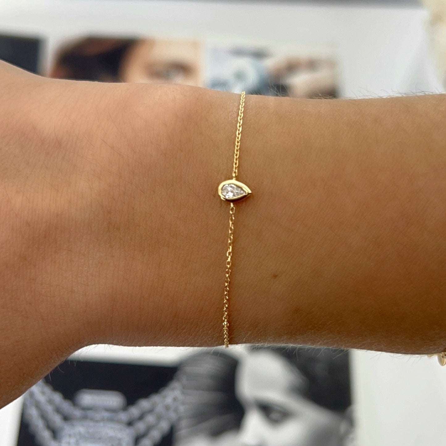 Adjustable Bezel Diamond Pear Bracelet – Henri Noël