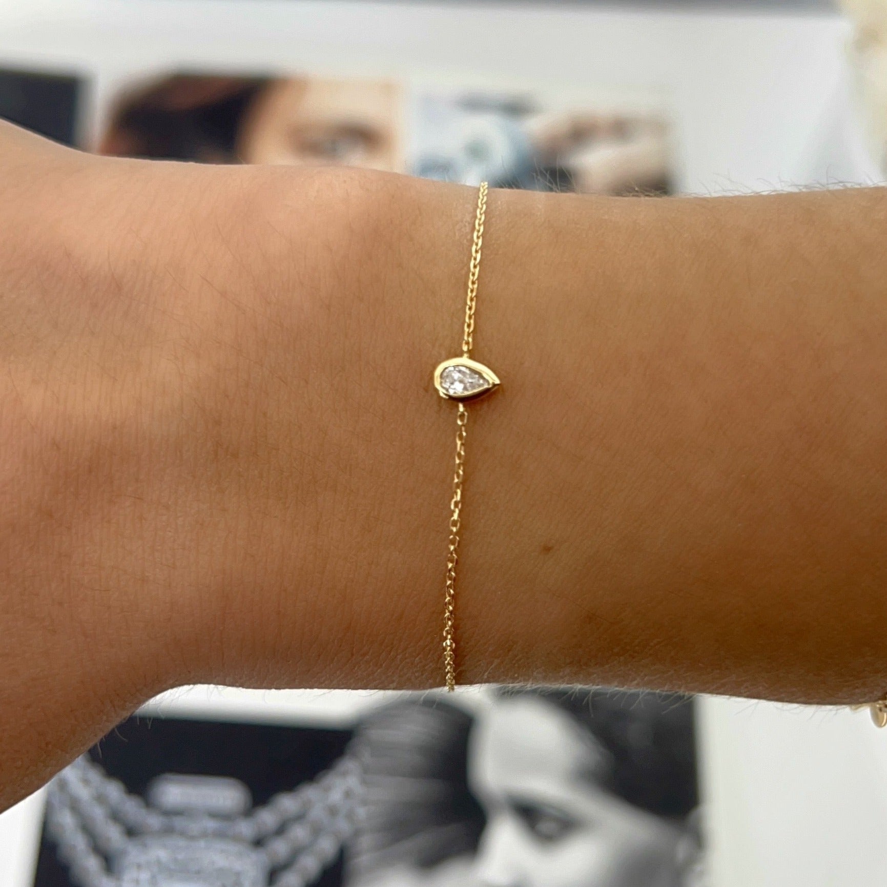 Adjustable Bezel Diamond Pear Bracelet – Henri Noël