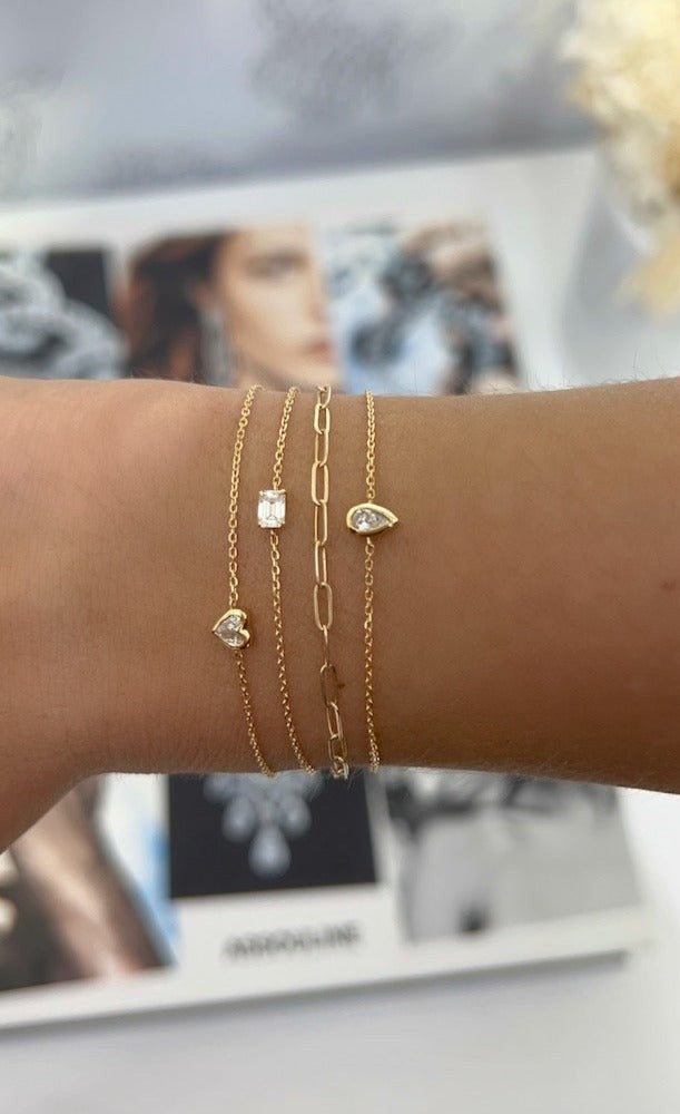 Adjustable Bezel Diamond Pear Bracelet – Henri Noël