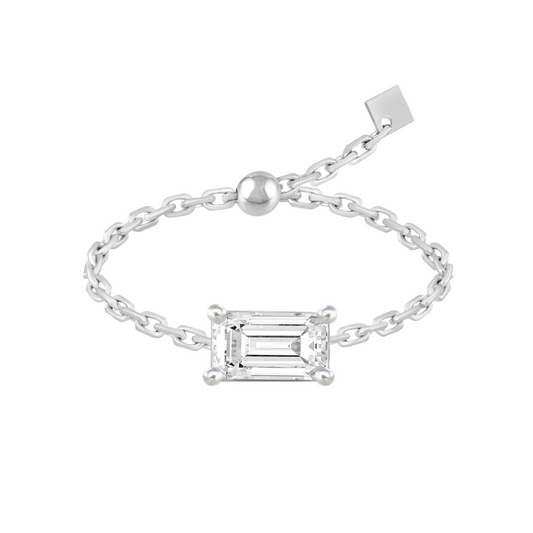 Adjustable Emerald Diamond Chain Ring – Henri Noël