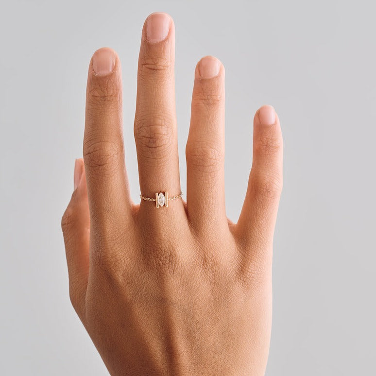 Adjustable Marquise Diamond Chain Ring – Henri Noël