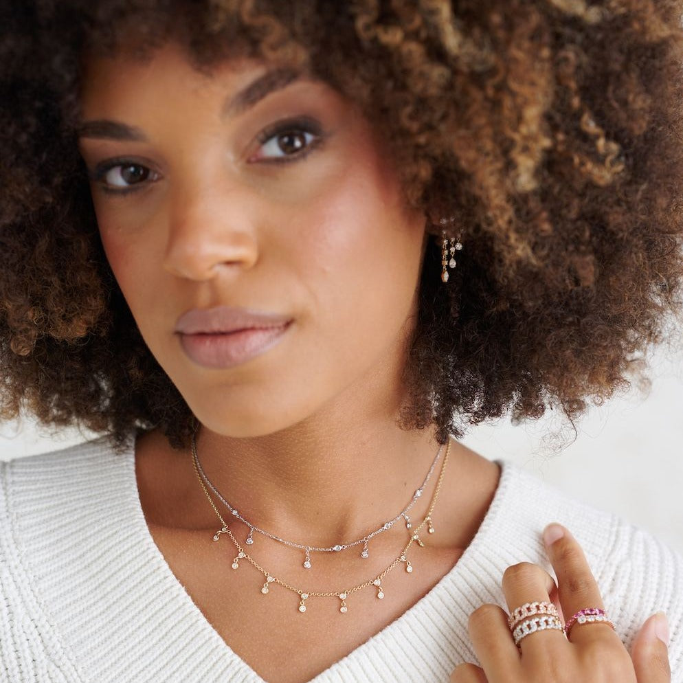 Alternating Diamond Drop Station Necklace – Henri Noël