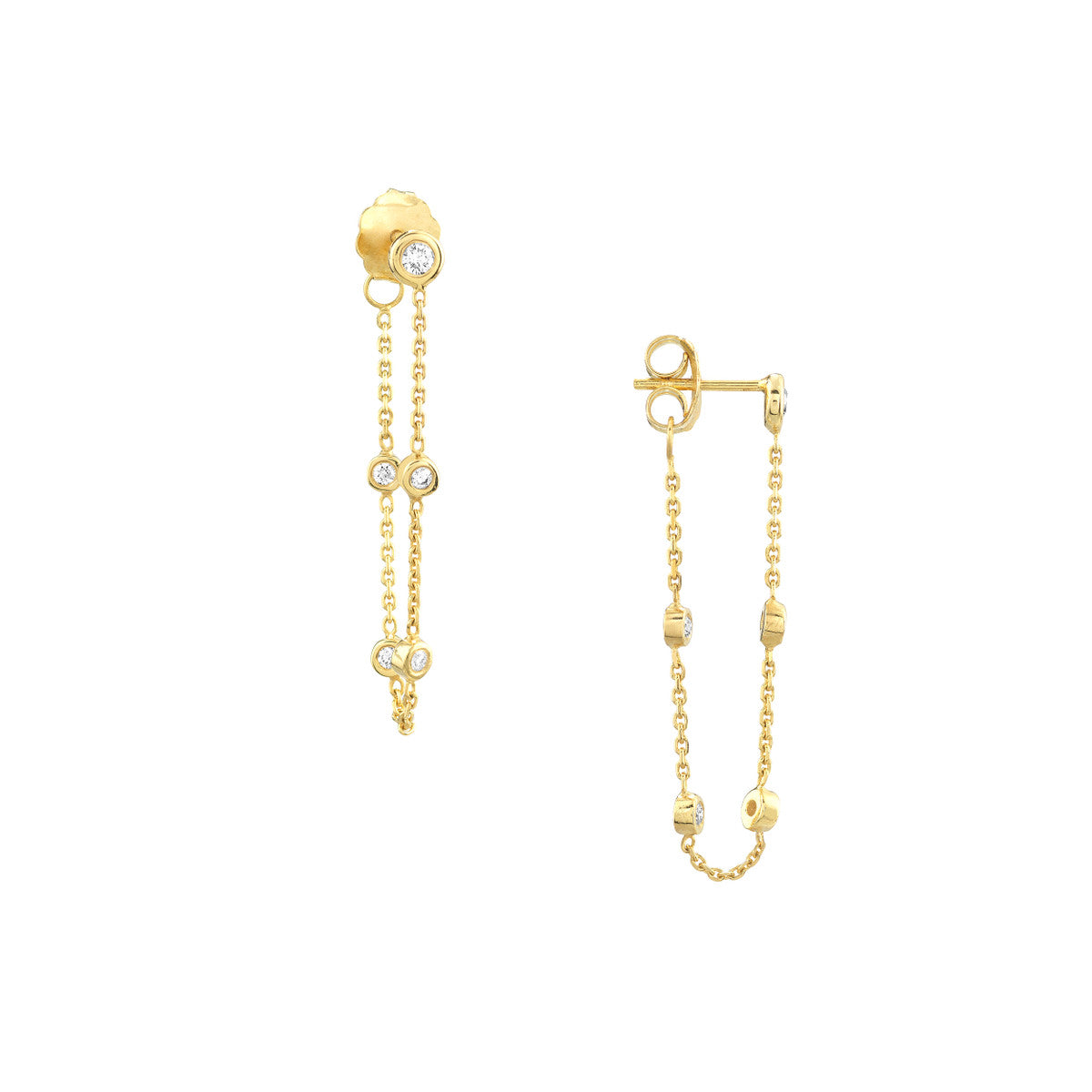 Bezel Chain Earrings – Henri Noël