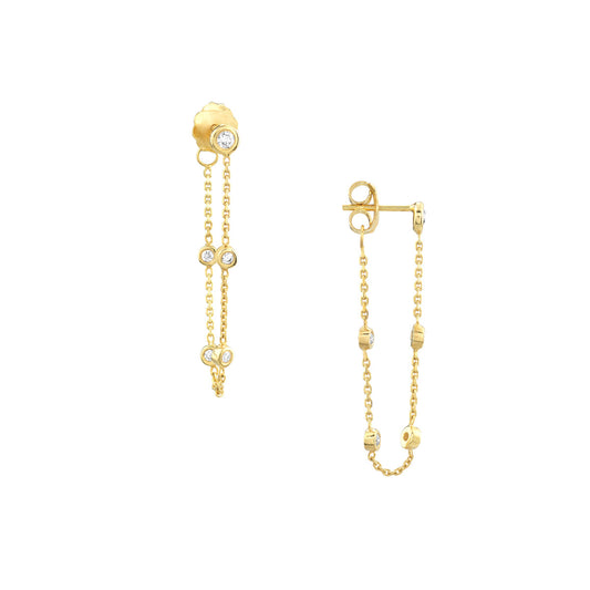 Bezel Chain Earrings – Henri Noël