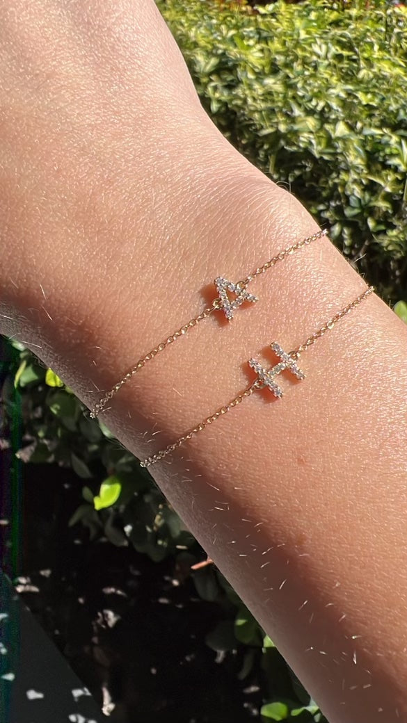 Diamond bracelet with deals initials