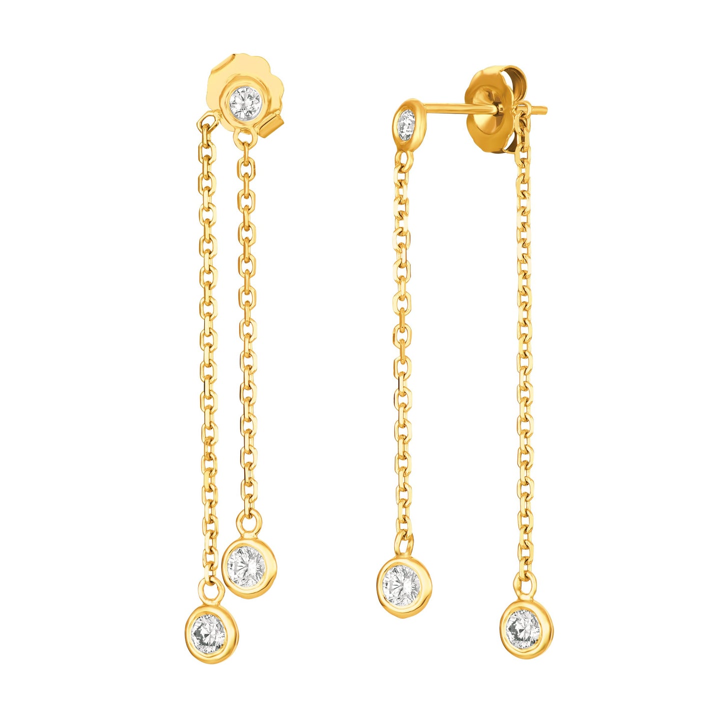 Diamond Bezel Double Drop Earrings – Henri Noël