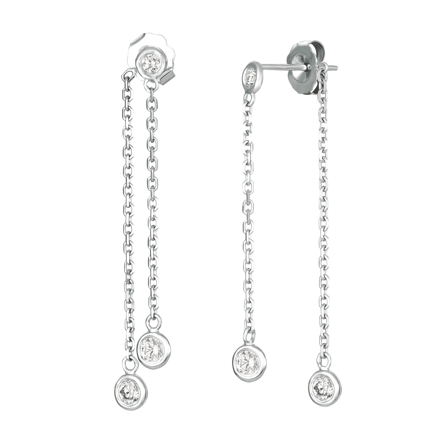 Diamond Bezel Double Drop Earrings – Henri Noël