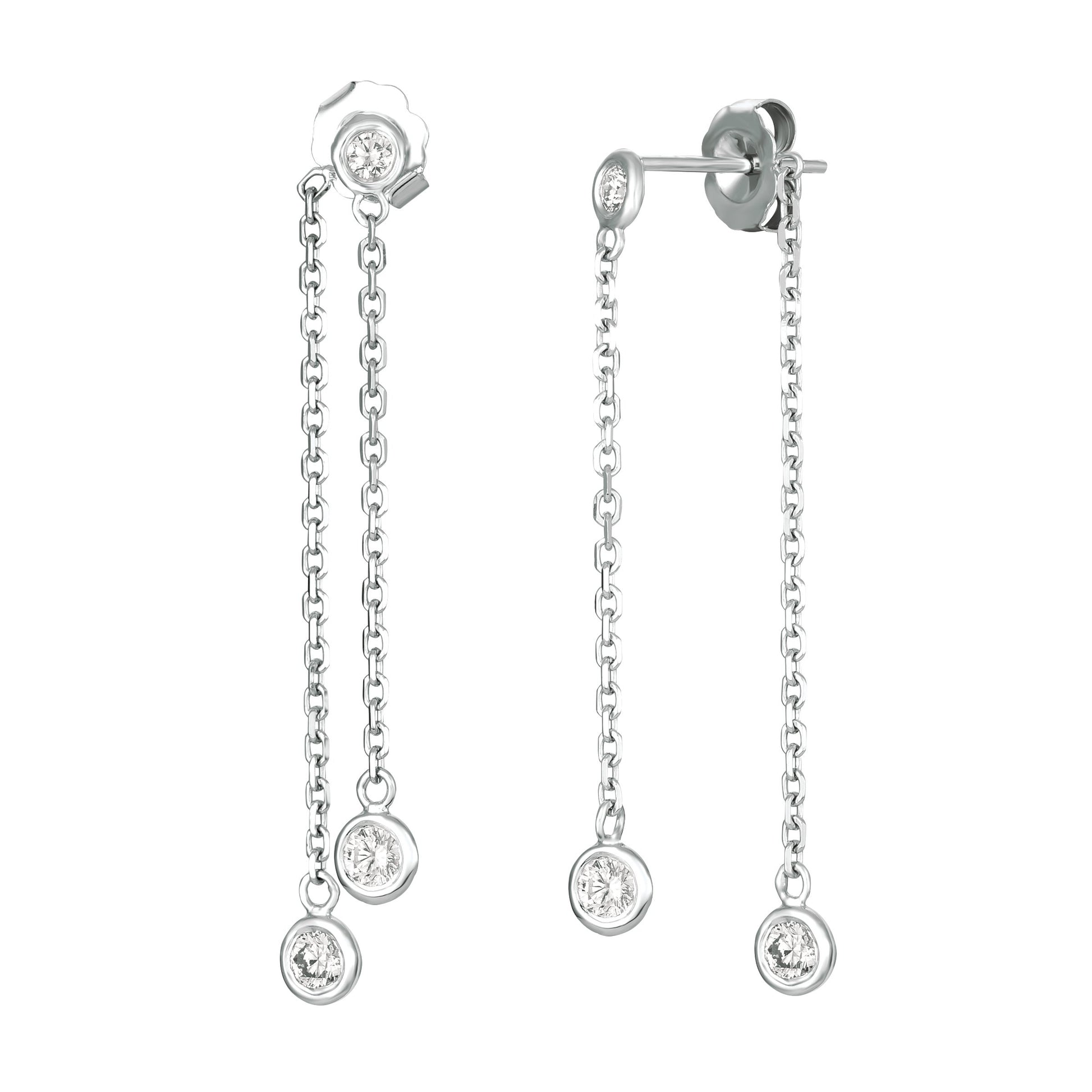 Diamond Bezel Double Drop Earrings – Henri Noël