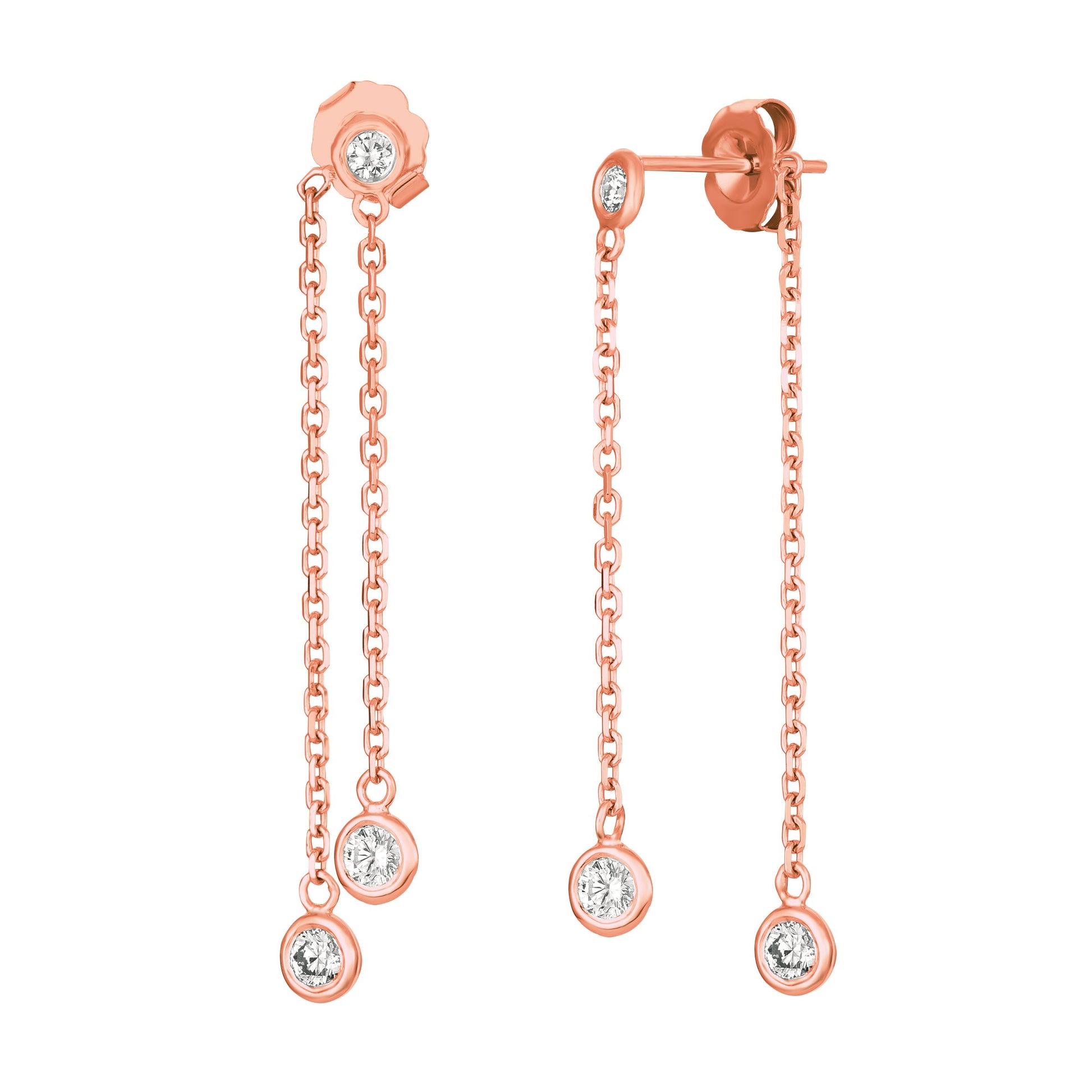 Diamond Bezel Double Drop Earrings – Henri Noël