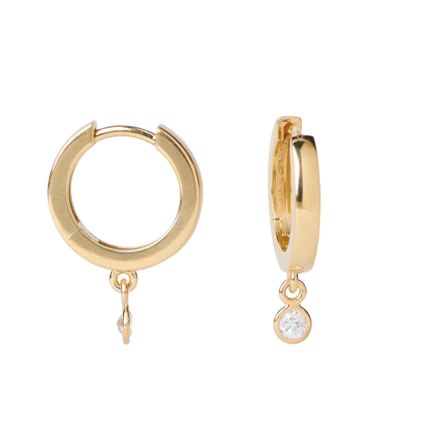 Diamond Bezel Drop Hoop Earrings – Henri Noël
