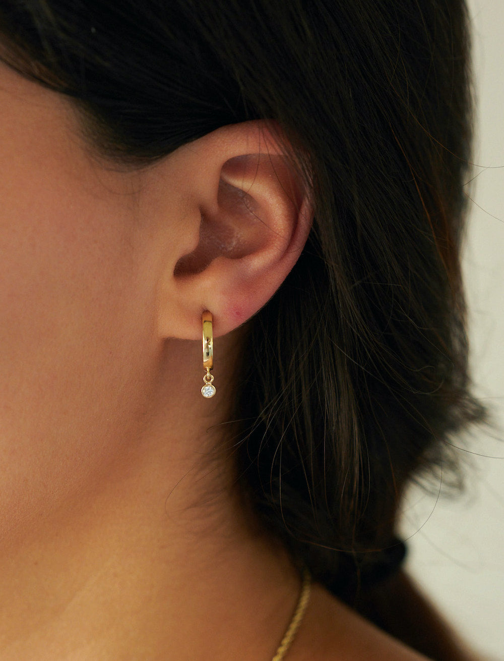 Diamond Bezel Drop Hoop Earrings – Henri Noël