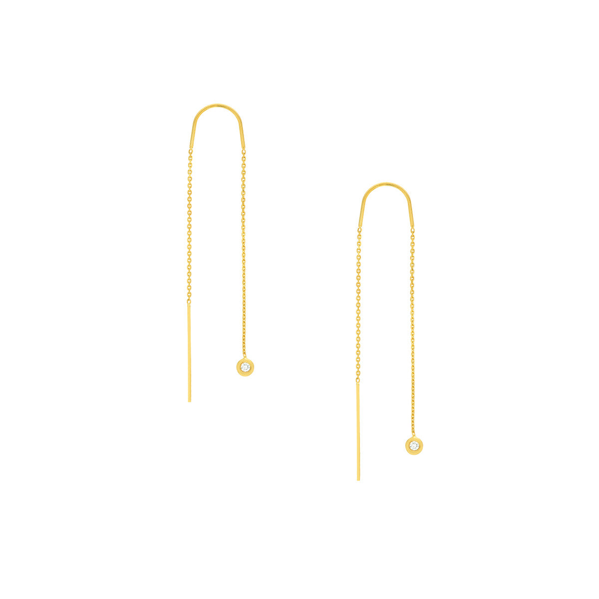 Diamond Bezel Threader Earrings – Henri Noël