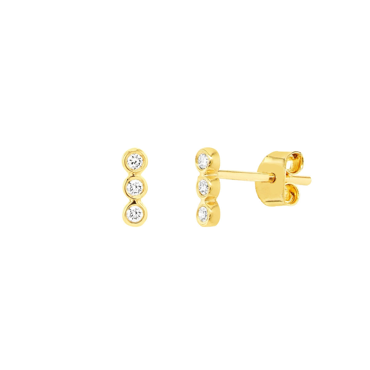 Diamond Bezel Trio Studs – Henri Noël