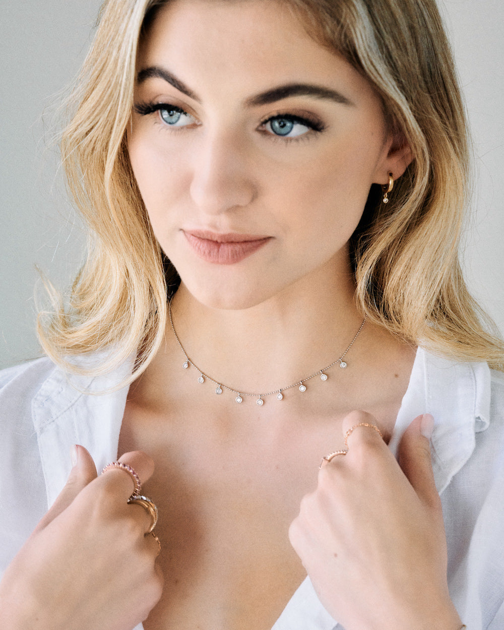 Diamond Drop Station Necklace – Henri Noël