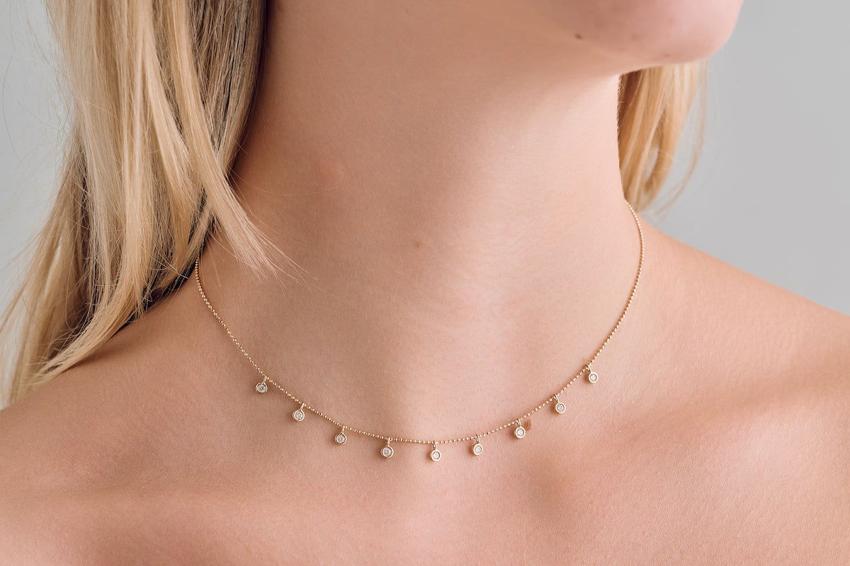 Diamond Drop Station Necklace – Henri Noël